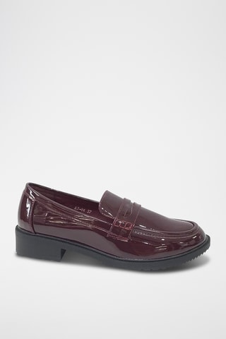 Mocassins vernis à talons - Bordeaux