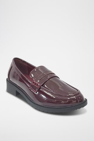 Mocassins vernis à talons - Bordeaux