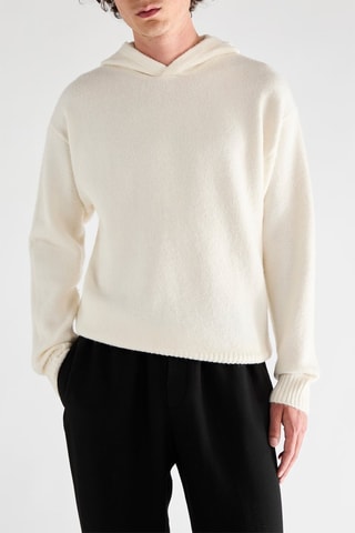 Pull relaxed à capuche - Ecru