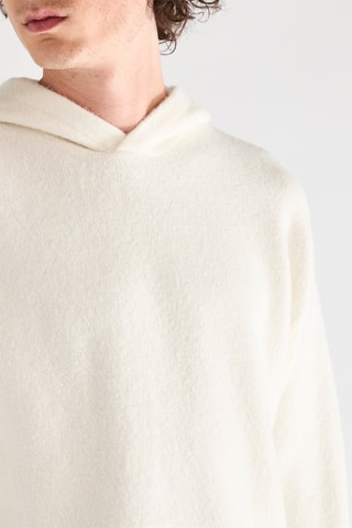 Pull relaxed à capuche - Ecru