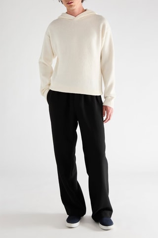 Pull relaxed à capuche - Ecru