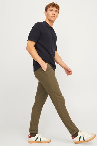 Chino en coton biologique - Vert olive