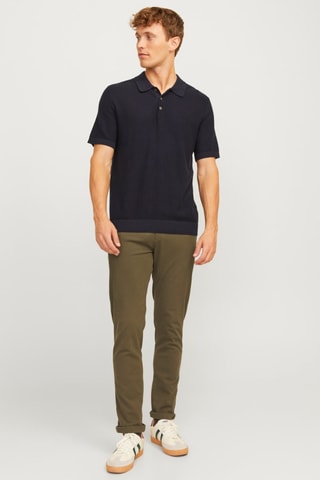 Chino en coton biologique - Vert olive