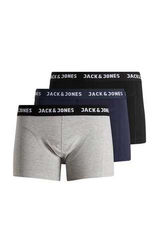 3 boxers - Gris clair chiné, noir et bleu marine