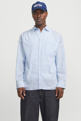 Chemise relaxed fit - Bleu clair et blanc