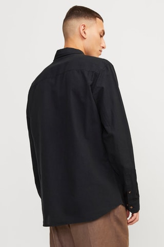Chemise slim en lin - Noir