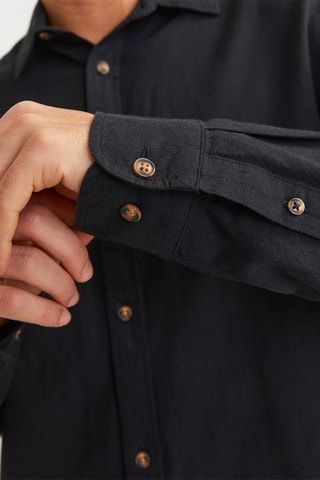 Chemise slim en lin - Noir