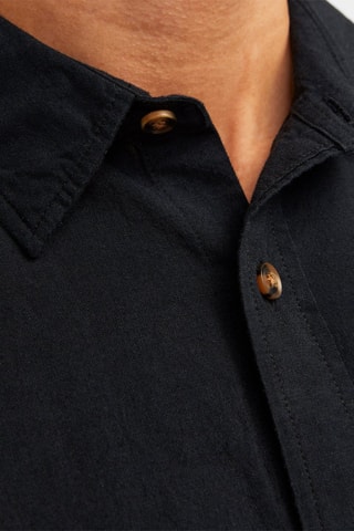 Chemise slim en lin - Noir