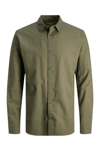 Chemise slim en lin - Vert olive