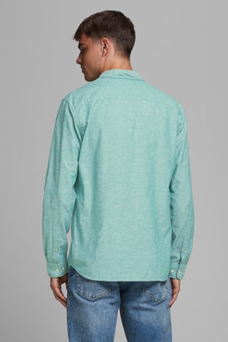 Chemise slim en lin - Vert d'eau