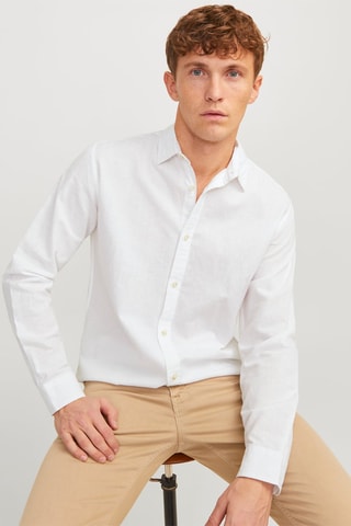 Chemise slim en lin - Blanc