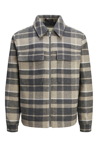 Surchemise en laine recyclée - Gris et beige