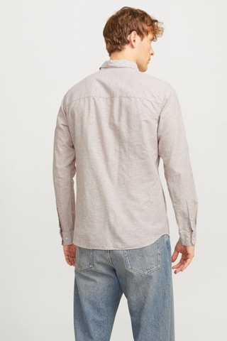 Chemise slim en lin - Beige clair chiné
