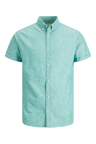 Chemise slim en lin - Vert d'eau chiné