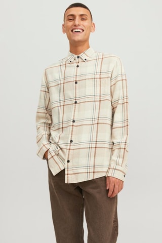 Chemise comfort - Ecru et marron