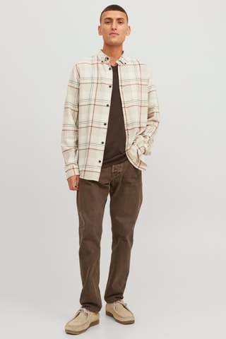Chemise comfort - Ecru et marron