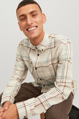 Chemise comfort - Ecru et marron