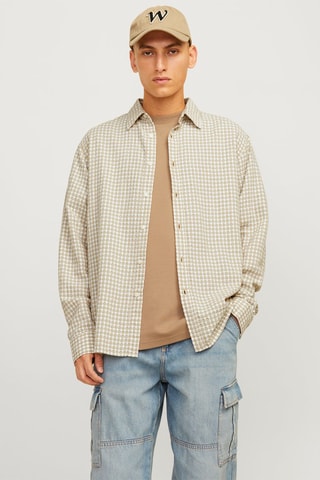 Chemise relaxed - Beige et blanc