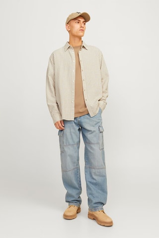 Chemise relaxed - Beige et blanc