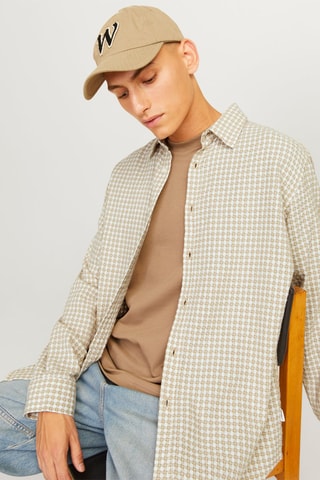 Chemise relaxed - Beige et blanc