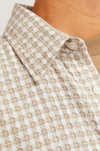 Chemise relaxed - Beige et blanc
