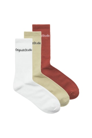 3 paires de chaussettes - Blanc, rouge et vert clair
