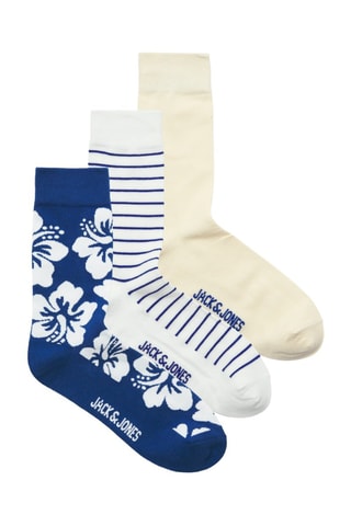 3 paires de chaussettes - Bleu roi, blanc et écru