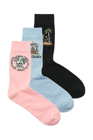 3 paires de chaussettes - Rose, noir et ciel