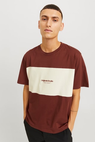 T-shirt relaxed - Marron et blanc
