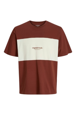 T-shirt relaxed - Marron et blanc