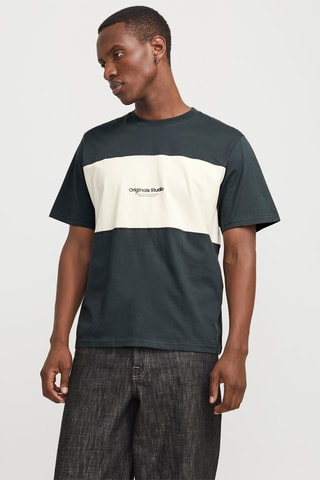 T-shirt relaxed - Gris et blanc