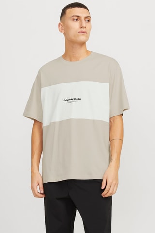 T-shirt relaxed - Ecru et blanc