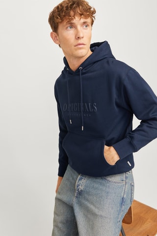 Sweat regular à capuche - Bleu marine