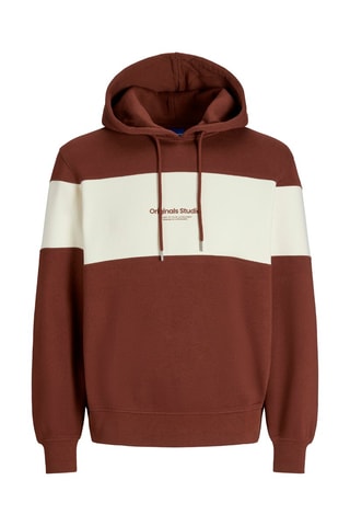 Sweat relaxed à capuche - Marron et blanc