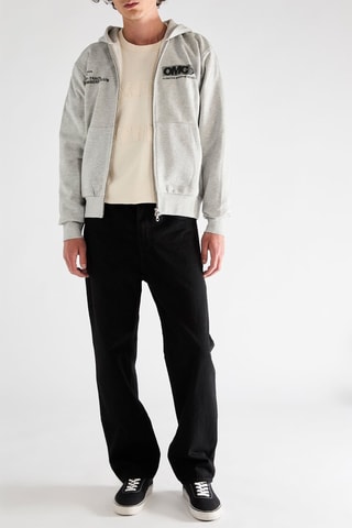 Sweat loose à capuche - Gris chiné