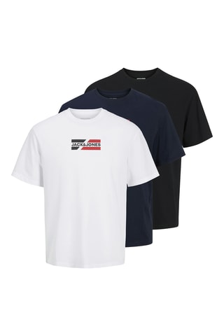 3 t-shirts en coton biologique - Bleu marine, noir et blanc
