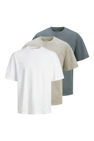 3 t-shirts - Beige, gris et blanc