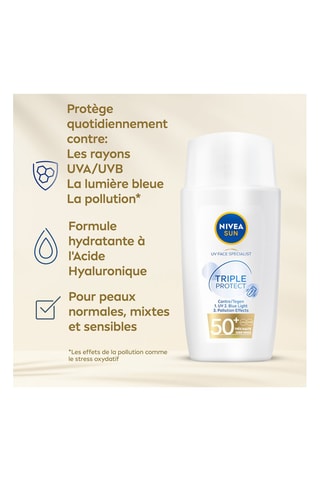Fluide solaire ultra léger SPF50+ UV Visage - 40 ml
