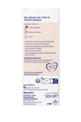 BB crème 5-en-1 Hydratation 24 H FPS 15 50 ml