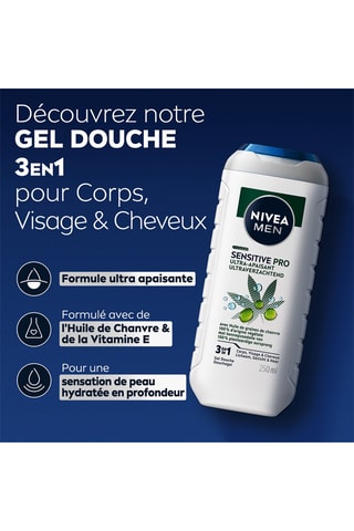 Gel douche 3-en-1 Sensitive Pro Ultra Apaisant - 250 ml