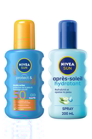 Activateur de bronzage Protect & Bronze SPF50 et spray après-soleil hydratant fraîcheur à l'aloe vera - 2 x 200 ml