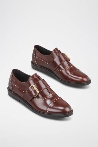 Derbies com fivelas em couro envernizado Elior - Castanho