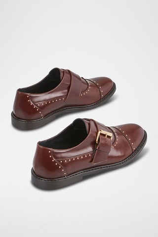 Derbies com fivelas em couro envernizado Elior - Castanho