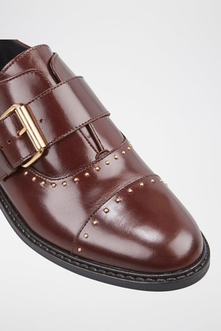 Derbies com fivelas em couro envernizado Elior - Castanho