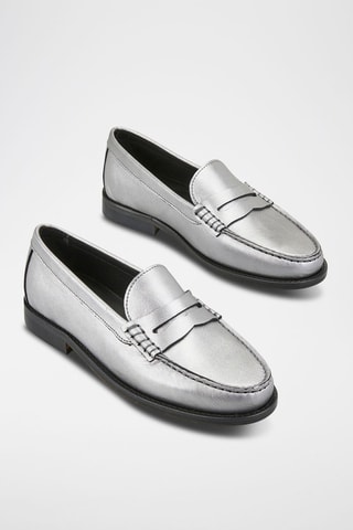 Mocassins em couro Pauline - Prateado