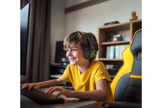 Casque audio stéréo LED - Jaune et noir
