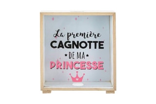 Tirelire cadre en bois Princesse - 20,5 x 18 x 5,7 cm