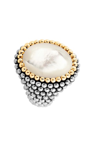 Bague - Argent, argent plaqué or jaune et nacre