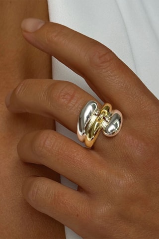 Bague - Argent plaqué or jaune et blanc