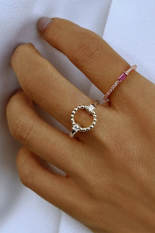 Bague - Argent plaqué or rose et rubis